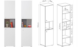 REGAŁ MŁODZIEŻOWY PÓŁKI NA KSIĄŻKI SIGMA System SI5 Meblar - Beton / Biały Lux / Dąb - regał młodzieżowy z półkami i wnękami