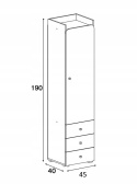 SZAFA JEDNODRZWIOWA Z SZUFLADAMI REGAŁ MŁODZIEŻOWY COMO System CM4 Meblar Biały Lux /Dąb Wilton biały /Szary LAMINAT OBRZEŻA ABS