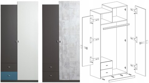 ZESTAW MEBLI MŁODZIEŻOWYCH TABLO System E Meblar - Grafit Biały Atlantic SZAFA REGAŁY PÓŁKA ŁÓŻKO 90x200 Z DOSTAWKĄ BIURKO ZESTAW MEBLI MŁODZIEŻOWYCH TABLO System E Meblar - Grafit Biały Atlantic SZAFA REGAŁY PÓŁKA ŁÓŻKO 90x200 Z DOSTAWKĄ BIURKO