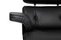 King Home Fotel biurowy LOUNGE GUBERNATOR czarny - czarny jesion, skóra naturalna, podstawa czarna
