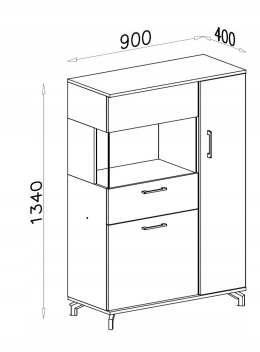 KOMODA MŁODZIEŻOWA WITRYNA Z SZUFLADĄ MADISON System MD6 Meblar - czarny / dąb biszkoptowy PŁYTA LAMINOWANA OBRZEŻA ABS