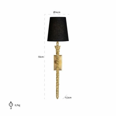 LAMPA ŚCIENNA KINKIET FLYNT E27 aluminium tworzywo kolor MOSIĄDZ ABAŻUR CZARNY TKANINA Richmond Interiors RICHMOND LAMPA ŚCIENNA KINKIET FLYNT E27 aluminium tworzywo kolor MOSIĄDZ ABAŻUR CZARNY TKANINA Richmond Interiors RICHMOND