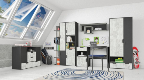 SZAFA DWUDRZWIOWA Z SZUFLADĄ MEBLE MŁODZIEŻOWE NANO System NA2 Meblar - Grafit / Dąb Riviera PŁYTA LAMINOWANA OBRZEŻA ABS SZAFA DWUDRZWIOWA Z SZUFLADĄ MEBLE MŁODZIEŻOWE NANO System NA2 Meblar - Grafit / Dąb Riviera PŁYTA LAMINOWANA OBRZEŻA ABS