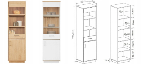 WITRYNA PRZESZKLONA REGAŁ Z DRZWIAMI CZARNE UCHWYTY SANTIAGO System SN02 Meblar - Dąb Biszkoptowy / Biały Lux PŁYTA LAMINOWANA WITRYNA PRZESZKLONA REGAŁ Z DRZWIAMI CZARNE UCHWYTY SANTIAGO System SN02 Meblar - Dąb Biszkoptowy / Biały Lux PŁYTA LAMINOWANA