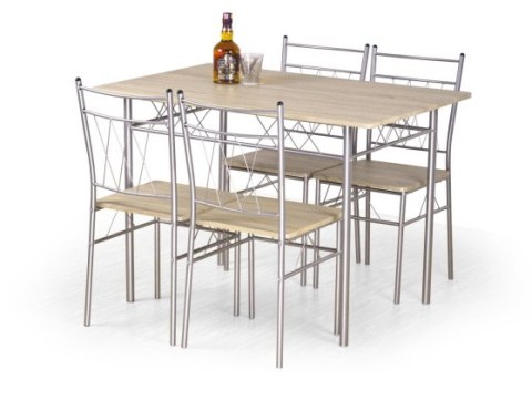 HALMAR FAUST zestaw stół + 4 krzesła MDF laminowany dąb sonoma stal malowana proszkowo HALMAR FAUST zestaw stół + 4 krzesła MDF laminowany dąb sonoma stal malowana proszkowo