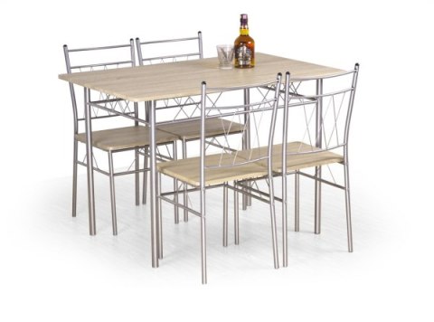HALMAR FAUST zestaw stół + 4 krzesła MDF laminowany dąb sonoma stal malowana proszkowo HALMAR FAUST zestaw stół + 4 krzesła MDF laminowany dąb sonoma stal malowana proszkowo