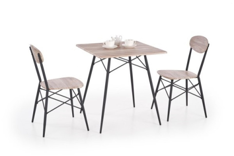 STÓŁ + 2 KRZESŁA ZESTAW KABIR HALMAR MDF laminowany DĄB SAN REMO / NOGI CZARNE stal malowana proszkowo STÓŁ + 2 KRZESŁA ZESTAW KABIR HALMAR MDF laminowany DĄB SAN REMO / NOGI CZARNE stal malowana proszkowo