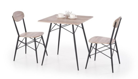 STÓŁ + 2 KRZESŁA ZESTAW KABIR HALMAR MDF laminowany DĄB SAN REMO / NOGI CZARNE stal malowana proszkowo STÓŁ + 2 KRZESŁA ZESTAW KABIR HALMAR MDF laminowany DĄB SAN REMO / NOGI CZARNE stal malowana proszkowo