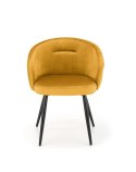 Halmar K430 krzesło musztardowy, tył oparcia pikowany materiał: tkanina velvet / stal malowana