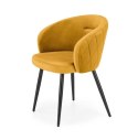 Halmar K430 krzesło musztardowy, tył oparcia pikowany materiał: tkanina velvet / stal malowana