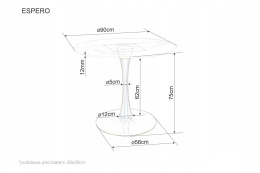 STÓŁ ESPERO OKRĄGŁY BLAT CERAMIKA BIAŁY EFEKT MARMURU / STELAŻ METALOWY BIAŁY FI 90 SIGNAL DO SALONU JADALNI