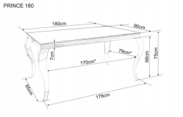 STÓŁ PROSTOKĄTNY PRINCE CERAMIC SIGNAL BIAŁY CALACATTA / PODSTAWA STAL NIERDZEWNA CHROM 180X90 DO SALONU JADALNI