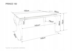 STÓŁ PROSTOKĄTNY PRINCE CERAMIC BIAŁY CALACATTA/CHROM SIGNAL 150X90 BLAT CERAMIKA PODSTAWA STAL NIERDZEWNA DO SALONU JADALNI