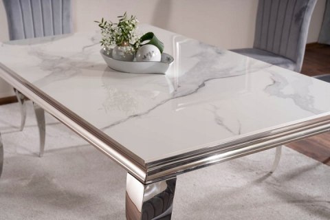 STÓŁ PROSTOKĄTNY PRINCE CERAMIC BIAŁY CALACATTA/CHROM SIGNAL 150X90 BLAT CERAMIKA PODSTAWA STAL NIERDZEWNA DO SALONU JADALNI STÓŁ PROSTOKĄTNY PRINCE CERAMIC BIAŁY CALACATTA/CHROM SIGNAL 150X90 BLAT CERAMIKA PODSTAWA STAL NIERDZEWNA DO SALONU JADALNI