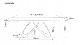 STÓŁ ROZKŁADANY PROSTOKĄTNY SAMANTA CERAMIC CZARNY SAHARA NOIR / CZARNY MAT (160-240)X90 SIGNAL CERAMIKA + SZKŁO HARTOWANE METAL