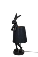 LAMPA STOŁOWA BIURKOWA NOCNA RABBIT 50 cm polirezyna CZARNA / klosz CZARNY lniany Kare Design KARE KRÓLICZEK