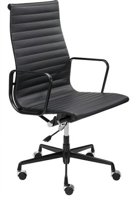 King Home Fotel biurowy AERON PRESTIGE PLUS czarny - skóra naturalna, aluminium