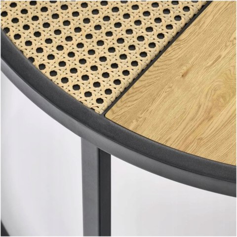 ŁAWA GARMINA zestaw 2 ław OKRĄGŁE dąb złoty / czarny HALMAR MDF OKLEINOWANY RATTAN SYNTETYCZNY PODSTAWA STAL MALOWANA PROSZKOWO ŁAWA GARMINA zestaw 2 ław OKRĄGŁE dąb złoty / czarny HALMAR MDF OKLEINOWANY RATTAN SYNTETYCZNY PODSTAWA STAL MALOWANA PROSZKOWO