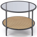ŁAWA OKRĄGŁA fi 60 DAKOTA szkło dymiony / rattan syntetyczny naturalny HALMAR PODSTAWA STAL MALOWANA PROSZKOWO CZARNA ŁAWA OKRĄGŁA fi 60 DAKOTA szkło dymiony / rattan syntetyczny naturalny HALMAR PODSTAWA STAL MALOWANA PROSZKOWO CZARNA