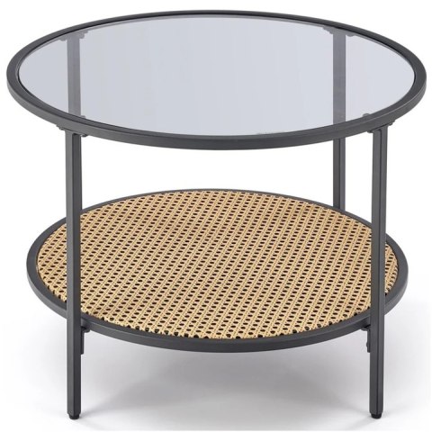 ŁAWA OKRĄGŁA fi 60 DAKOTA szkło dymiony / rattan syntetyczny naturalny HALMAR PODSTAWA STAL MALOWANA PROSZKOWO CZARNA ŁAWA OKRĄGŁA fi 60 DAKOTA szkło dymiony / rattan syntetyczny naturalny HALMAR PODSTAWA STAL MALOWANA PROSZKOWO CZARNA