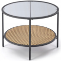 ŁAWA OKRĄGŁA fi 60 DAKOTA szkło dymiony / rattan syntetyczny naturalny HALMAR PODSTAWA STAL MALOWANA PROSZKOWO CZARNA ŁAWA OKRĄGŁA fi 60 DAKOTA szkło dymiony / rattan syntetyczny naturalny HALMAR PODSTAWA STAL MALOWANA PROSZKOWO CZARNA