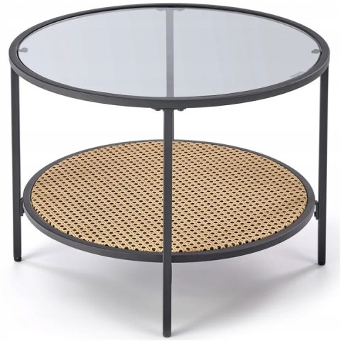 ŁAWA OKRĄGŁA fi 60 DAKOTA szkło dymiony / rattan syntetyczny naturalny HALMAR PODSTAWA STAL MALOWANA PROSZKOWO CZARNA ŁAWA OKRĄGŁA fi 60 DAKOTA szkło dymiony / rattan syntetyczny naturalny HALMAR PODSTAWA STAL MALOWANA PROSZKOWO CZARNA
