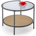 ŁAWA OKRĄGŁA fi 60 DAKOTA szkło dymiony / rattan syntetyczny naturalny HALMAR PODSTAWA STAL MALOWANA PROSZKOWO CZARNA ŁAWA OKRĄGŁA fi 60 DAKOTA szkło dymiony / rattan syntetyczny naturalny HALMAR PODSTAWA STAL MALOWANA PROSZKOWO CZARNA