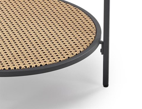 ŁAWA OKRĄGŁA fi 60 DAKOTA szkło dymiony / rattan syntetyczny naturalny HALMAR PODSTAWA STAL MALOWANA PROSZKOWO CZARNA ŁAWA OKRĄGŁA fi 60 DAKOTA szkło dymiony / rattan syntetyczny naturalny HALMAR PODSTAWA STAL MALOWANA PROSZKOWO CZARNA