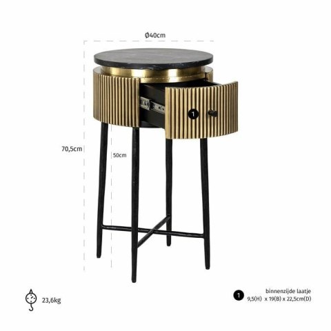 Richmond Interiors RICHMOND stolik IRONVILLE 40 cm - marmur, metal, MDF, sklejka brzozowa Richmond Interiors RICHMOND stolik IRONVILLE 40 cm - marmur, metal, MDF, sklejka brzozowa