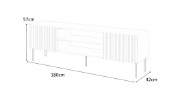 STOLIK SZAFKA RTV ASENSIO RTV-1 180 cm jasny popiel PŁYTA LAMINOWANA nogi: czarne metalowe HALMAR DO SALONU