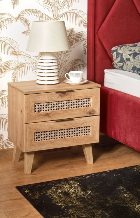 SZAFKA NOCNA Z SZUFLADAMI BORNEO SN-1 dąb artisan/czarny HALMAR PŁYTA LAMINOWANA DO POKOJU DO SYPIALNI SZAFKA NOCNA Z SZUFLADAMI BORNEO SN-1 dąb artisan/czarny HALMAR PŁYTA LAMINOWANA DO POKOJU DO SYPIALNI