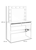 TOALETKA Z LUSTREM I SZUFLADAMI OŚWIETLENIE LED HOLLYWOOD biały HALMAR DO POKOJU DO SYPIALNI