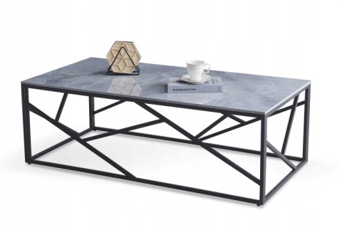 ŁAWA UNIVERSE 2 popielaty marmur / czarny - prostokątny stolik okolicznościowy - blat szary marmur, stelaż czarny metalowy ŁAWA UNIVERSE 2 popielaty marmur / czarny - prostokątny stolik okolicznościowy - blat szary marmur, stelaż czarny metalowy