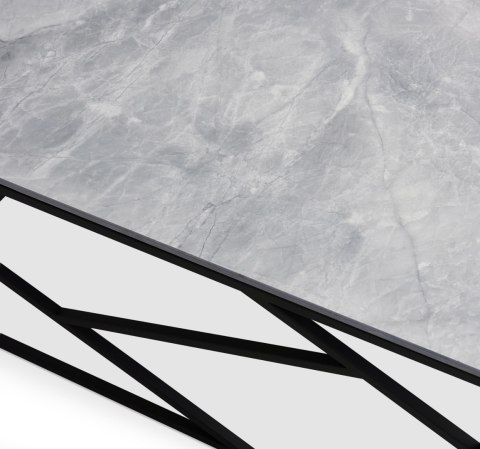 ŁAWA UNIVERSE 2 popielaty marmur / czarny - prostokątny stolik okolicznościowy - blat szary marmur, stelaż czarny metalowy ŁAWA UNIVERSE 2 popielaty marmur / czarny - prostokątny stolik okolicznościowy - blat szary marmur, stelaż czarny metalowy
