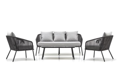 ZESTAW OGRODOWY ROCCA ( sofa + fotel 2x + ława ), ciemny popiel / jasny popiel HALMAR ZESTAW OGRODOWY ROCCA ( sofa + fotel 2x + ława ), ciemny popiel / jasny popiel HALMAR