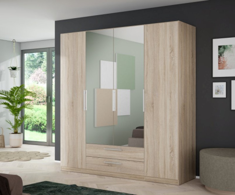 Meble Forte CADIXO CDXS84S-D30 Szafa ubraniowa z lustrem 4-drzwiowa Dąb sonoma Meble Forte CADIXO CDXS84S-D30 Szafa ubraniowa z lustrem 4-drzwiowa Dąb sonoma