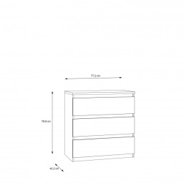 Meble Forte CHELSEA CHLK23-U42 Komoda 3 szuflady Biały Mat