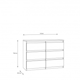 Meble Forte CHELSEA CHLK24-U42 Komoda 6 szuflad Biały Mat