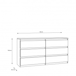 Meble Forte CHELSEA CHLK26-U42 Komoda szeroka 6 szuflad Biały Mat