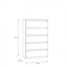 Meble Forte CHELSEA CHLK45-U42 Komoda wysoka 5 szuflad Biały Mat