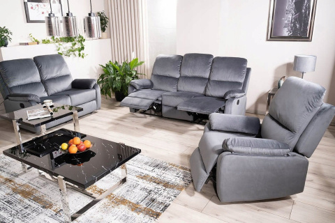 SOFA ROZKŁADANA KANAPA TRZYOSOBOWA SPENCER 3 SIGNAL TAPICERKA VELVET SZARY BLUVEL 14 DO SALONU POKOJU SOFA ROZKŁADANA KANAPA TRZYOSOBOWA SPENCER 3 SIGNAL TAPICERKA VELVET SZARY BLUVEL 14 DO SALONU POKOJU