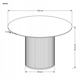 STÓŁ OKRĄGŁY BRUNO FI 120 BLAT CERAMIKA biały marmur / PODSTAWA LITE DREWNO orzechowy HALMAR