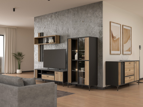 Forte JOAKIMIS JMXB01-M637 Półka wisząca Dąb Mauvella / Czarny Forte JOAKIMIS JMXB01-M637 Półka wisząca Dąb Mauvella / Czarny