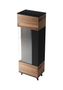 WITRYNA REGAŁ RANDOM W-1 Halmar do salonu DĄB WOTAN / CZARNY - płyta laminowana tworzywo - SZKŁO NA DRZWICZKACH WITRYNA REGAŁ RANDOM W-1 Halmar do salonu DĄB WOTAN / CZARNY - płyta laminowana tworzywo - SZKŁO NA DRZWICZKACH