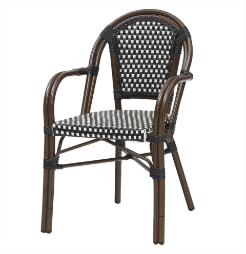 KRZESŁO Z PODŁOKIETNIKAMI CAFE PARIS King Home brązowe rattan WIKLINA SYNTETYCZNA ALUMINIUM DO WNĘTRZ I NA ZEWNĄTRZ KRZESŁO Z PODŁOKIETNIKAMI CAFE PARIS King Home brązowe rattan WIKLINA SYNTETYCZNA ALUMINIUM DO WNĘTRZ I NA ZEWNĄTRZ