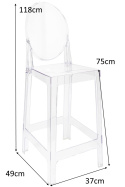 HOKER KRZESŁO BAROWE VICTORIA 75 cm King Home TRANSPARENTNE TWORZYWO Z PODNÓŻKIEM DO JADALNI SALONU KUCHNI LOKALU HOKER KRZESŁO BAROWE VICTORIA 75 cm King Home TRANSPARENTNE TWORZYWO Z PODNÓŻKIEM DO JADALNI SALONU KUCHNI LOKALU