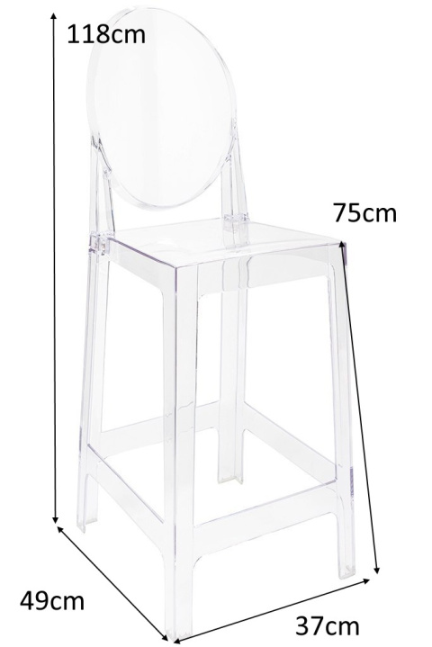 HOKER KRZESŁO BAROWE VICTORIA 75 cm King Home TRANSPARENTNE TWORZYWO Z PODNÓŻKIEM DO JADALNI SALONU KUCHNI LOKALU HOKER KRZESŁO BAROWE VICTORIA 75 cm King Home TRANSPARENTNE TWORZYWO Z PODNÓŻKIEM DO JADALNI SALONU KUCHNI LOKALU