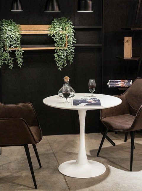 STÓŁ OKRĄGŁY TULIP FI 90 MODESTO BIAŁY BLAT - MDF PODSTAWA METALOWA DO DOMU I DO LOKALU STÓŁ OKRĄGŁY TULIP FI 90 MODESTO BIAŁY BLAT - MDF PODSTAWA METALOWA DO DOMU I DO LOKALU