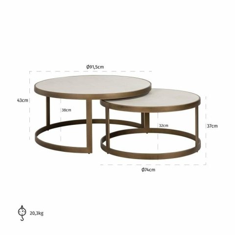 Richmond Interiors RICHMOND zestaw stolików WHITEBONE BRASS Richmond Interiors RICHMOND zestaw stolików WHITEBONE BRASS