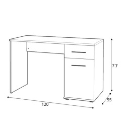 BIURKO Z SZUFLADĄ LIMA B-1 Halmar DĄB SONOMA MDF laminat ABS obrzeża 120x55